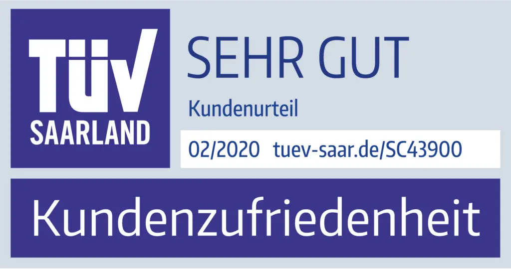 TÜV-Siegel Saarland - "Sehr gut"