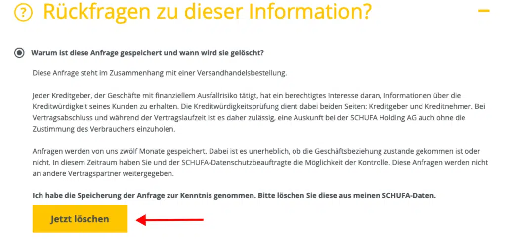 Schufa Eintrag jetzt löschen